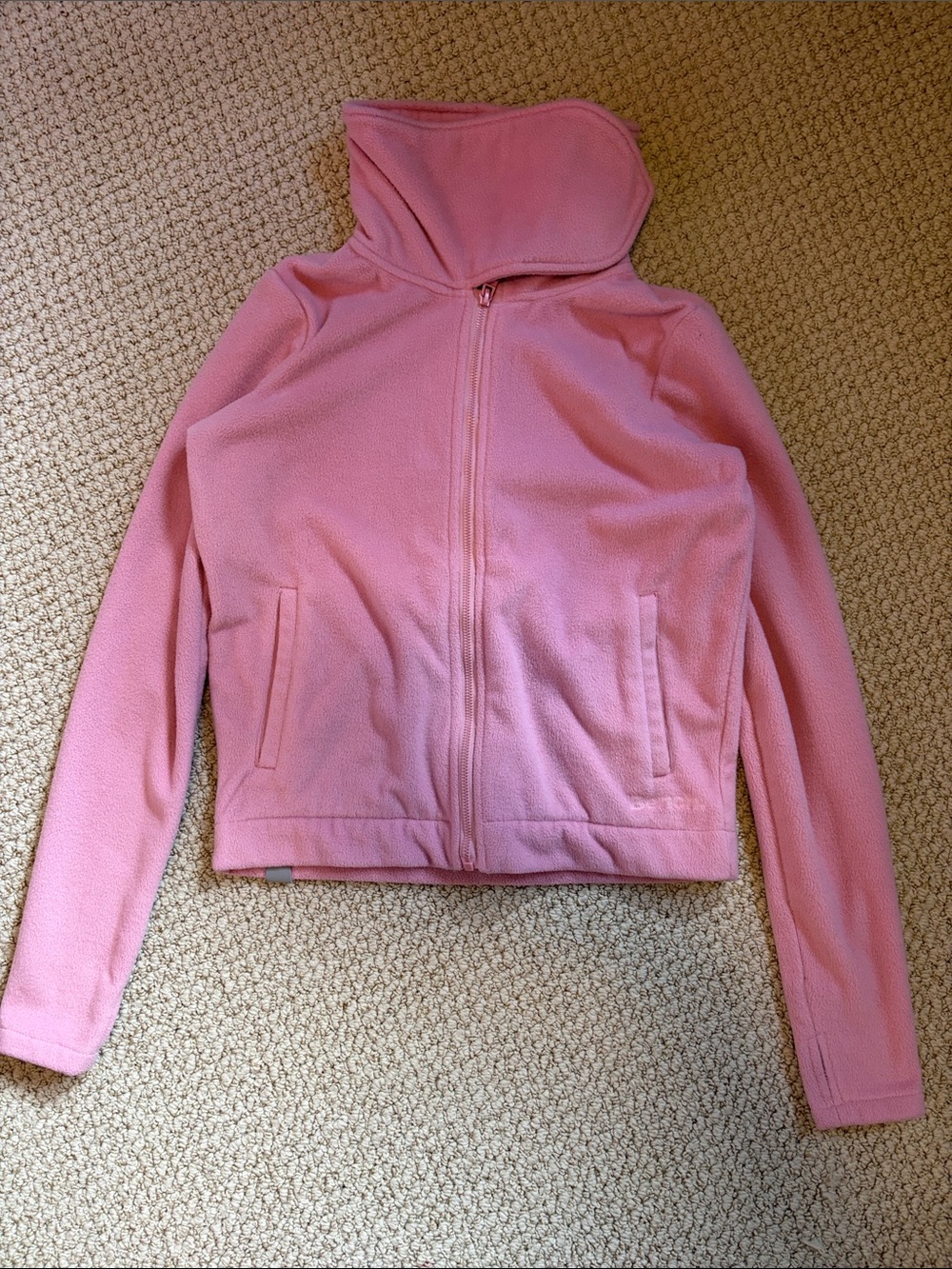 Bench Pink Zip-Up Funnel Micro Fleece Jacket Wrap Neck with Thumb Holes